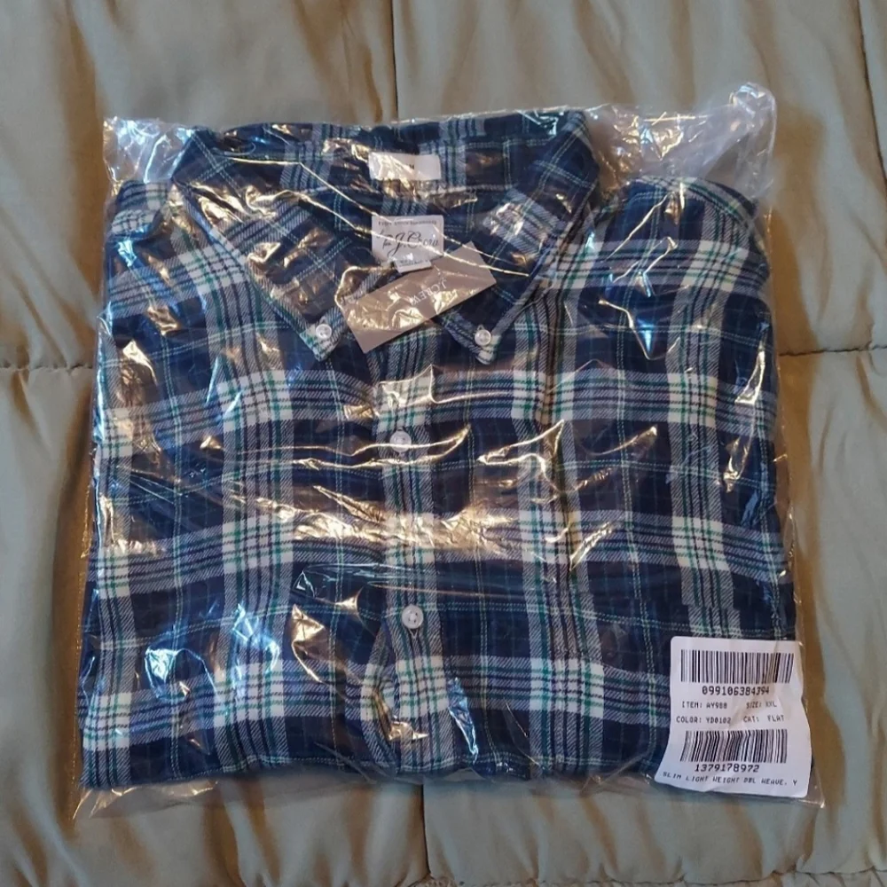 J.Crew Double Weave Shirt XXL 47-49 Blue Tartan Plaid BNWT SO $90